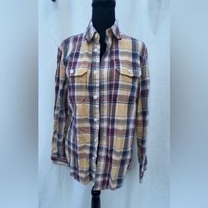 Oversized Green Plaid Flannel Shirt | Grunge Fall Layer | Unisex Fit | Size SM